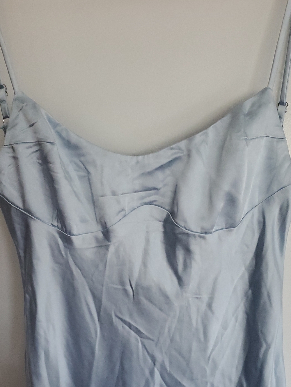 Princess Polly Light Blue Satin Maxi Slip Dress with Thigh Slit Size 6 - Picture 6 of 7